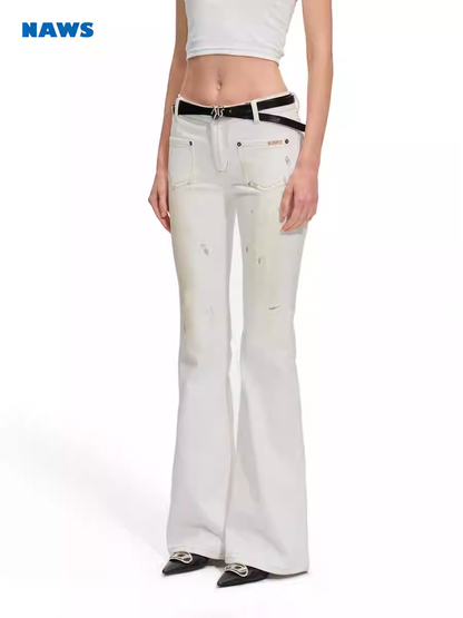NAWS Polar Collection White Flared Jeans