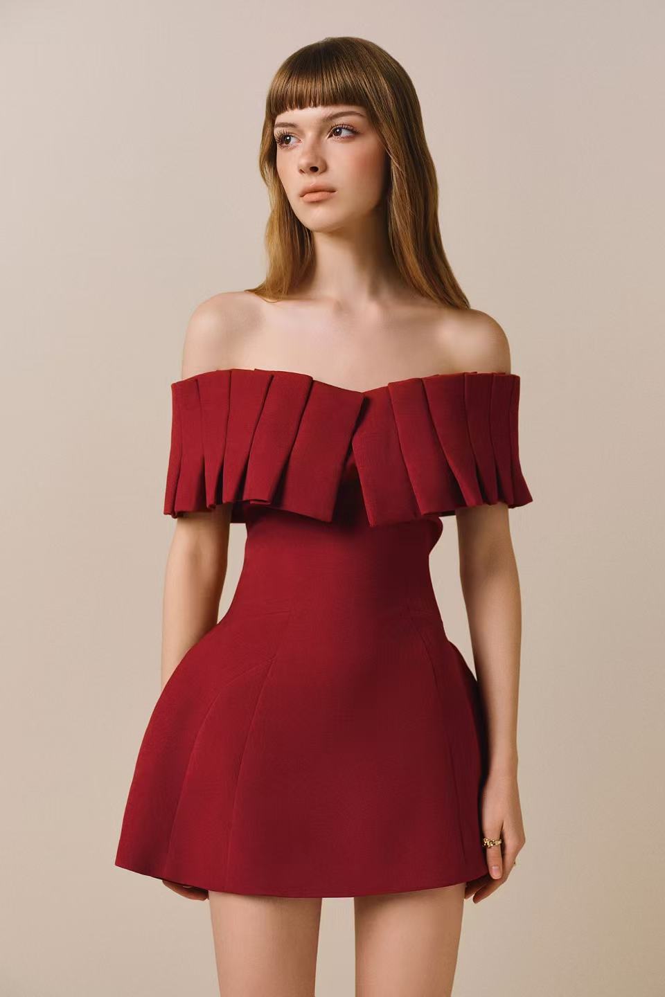 CICI HAZELINA Off-shoulder Mini Dress (2color)