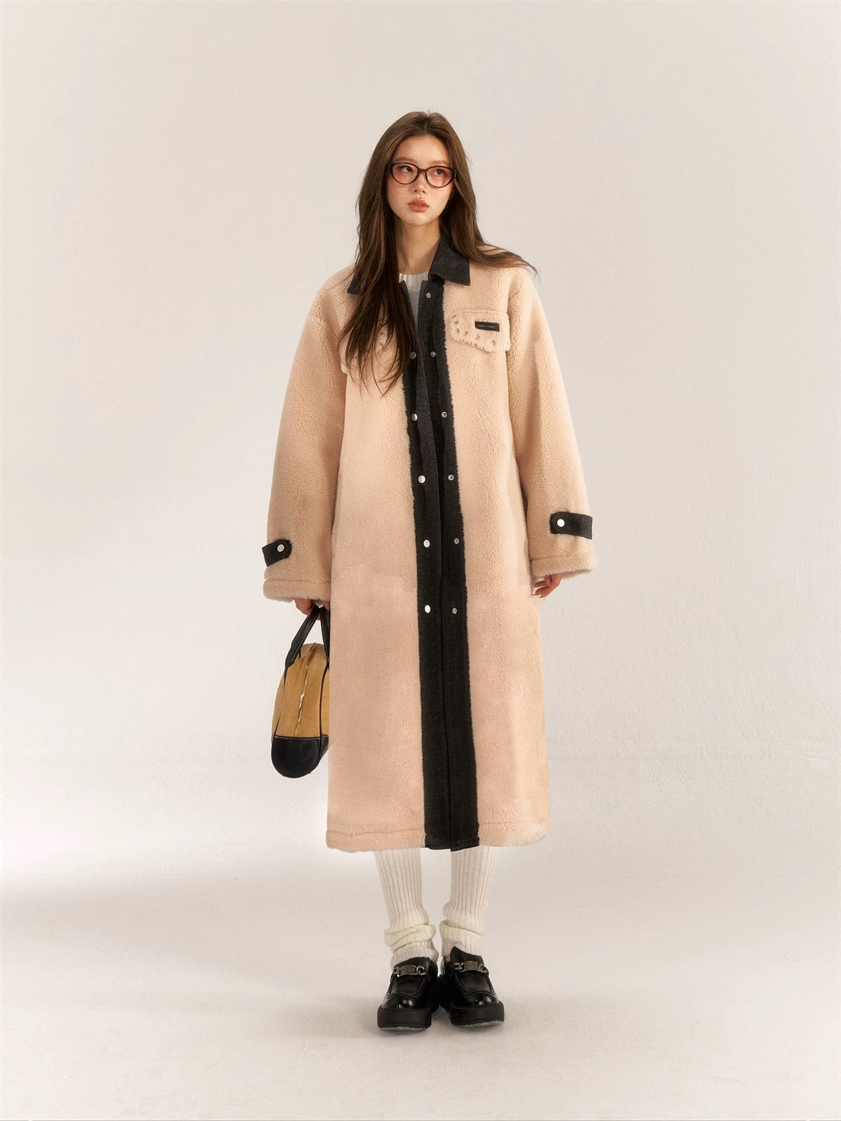 AsGony ASG31123 Maxi Fleece Coat - Apricot