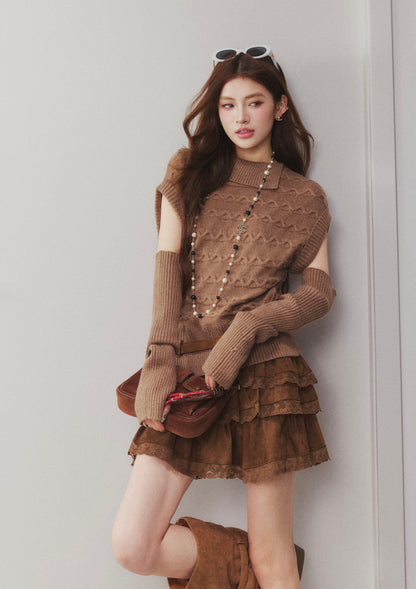 OTEBANBASS Ote260920 Detachable Sleeve Cable Knit Sweater