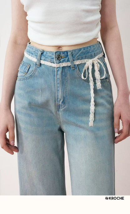 Kroche Lace tied high waisted jeans