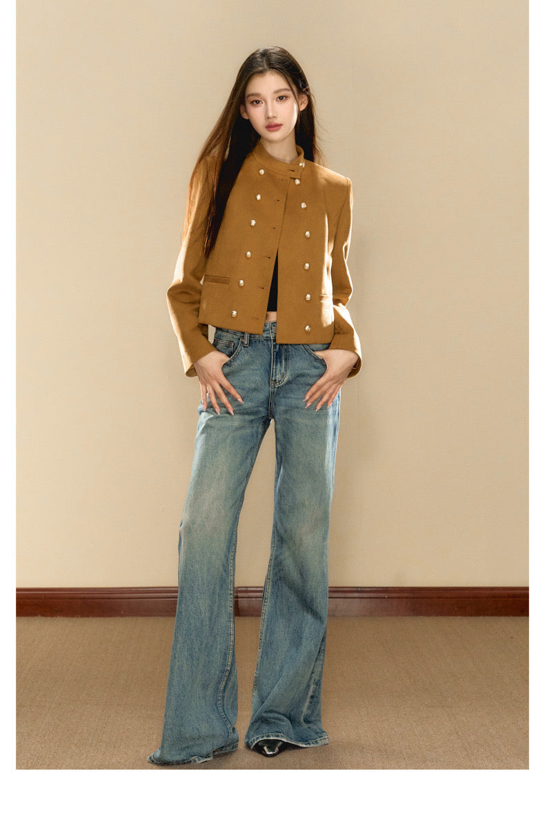 OShea Caramel Jacket &amp; High Waist Jeans