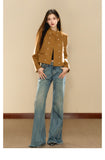 OShea Caramel Jacket & High Waist Jeans