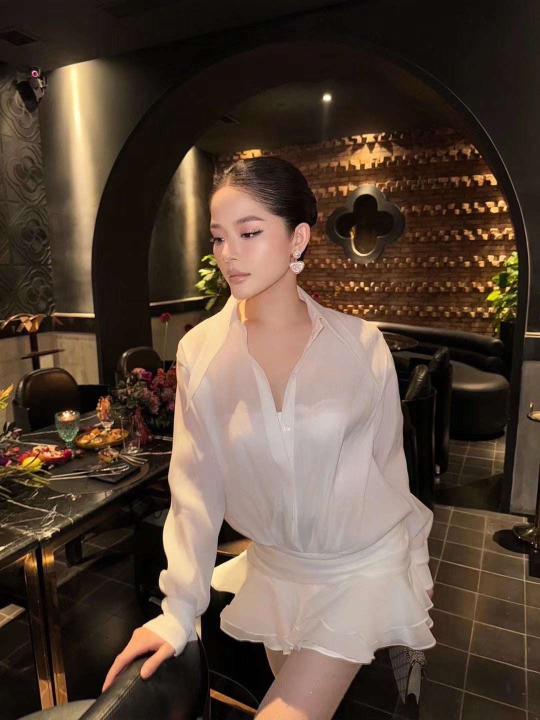 【GLOWNY】★韓国人気★ GIRLFRIEND BLOOM MINI DRESS ★2 COLOR GIRLFRIEND BLOOM MINI DRESS (BLACK) - GLOWNY