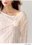 AsGony One Shoulder Rose Top(2color)