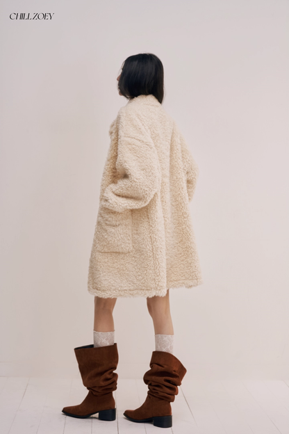 Chill Zoey M690324 Mid-Length Plush Coat(2color)