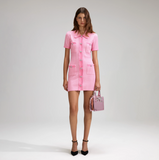 Self-Portrait Pink Lurex Knitted Mini Dress