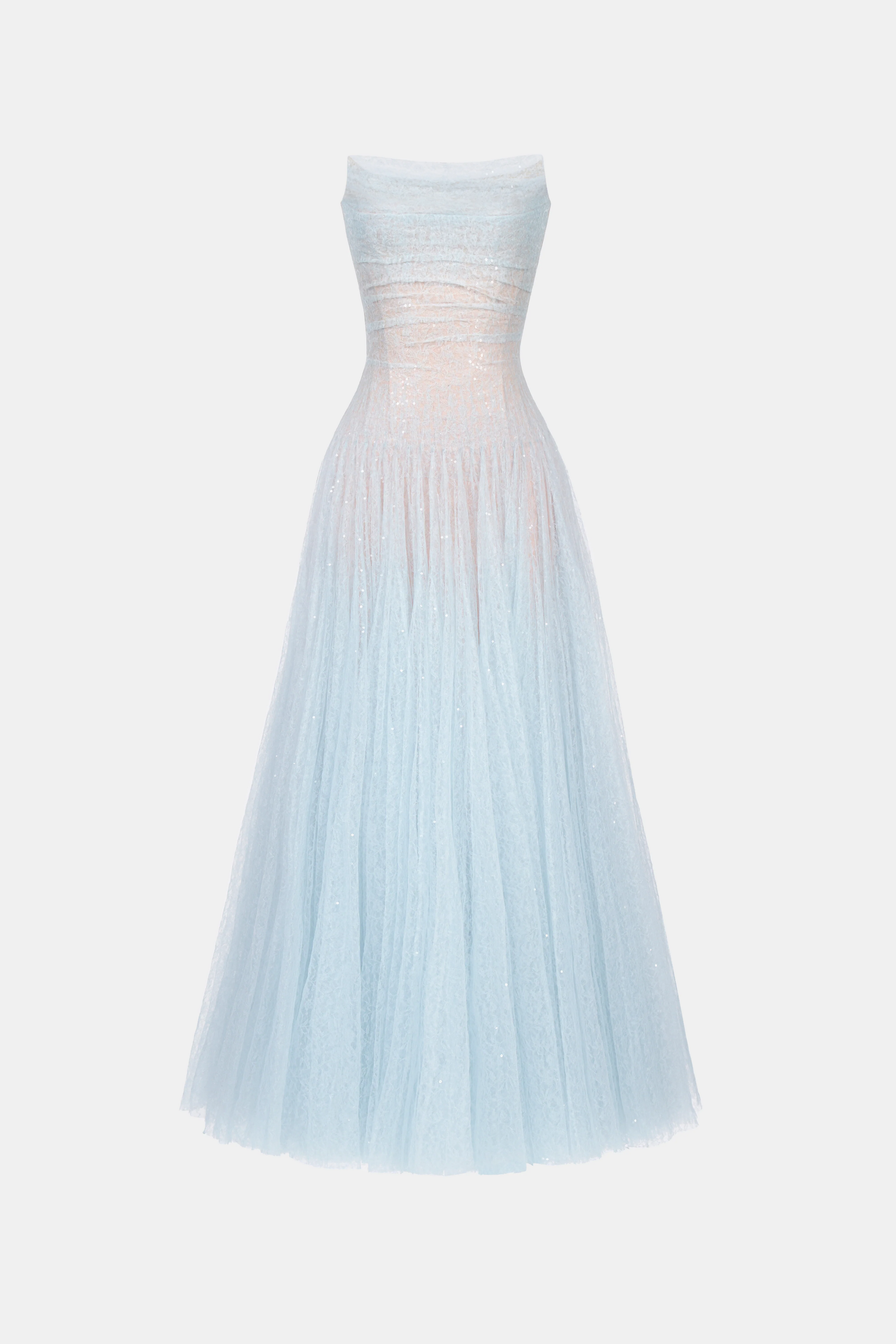 Montsand Draped Lace Maxi Dress-Blue