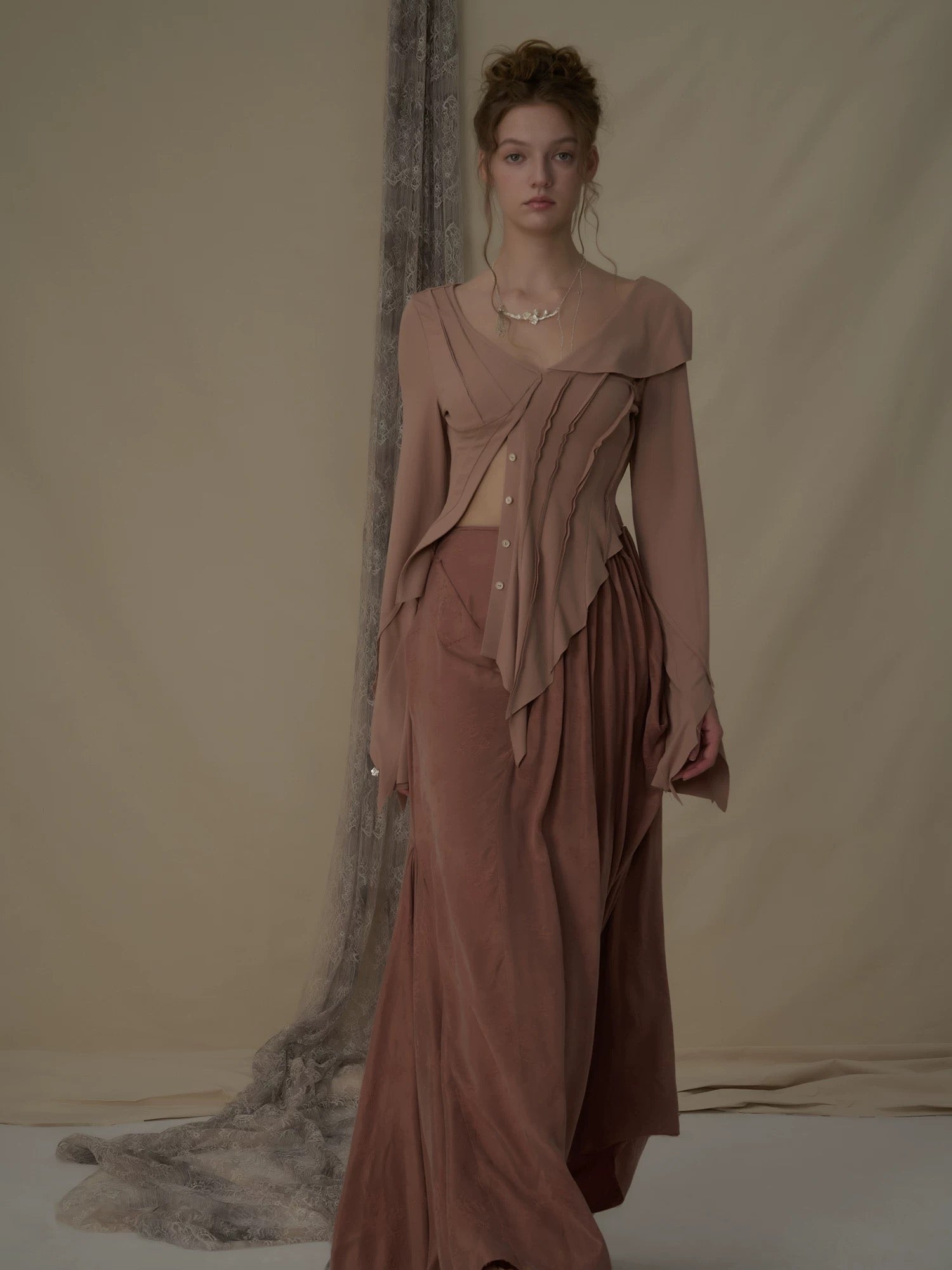 ELYWOOD 24SS036KL Pink copper ammonia skirt