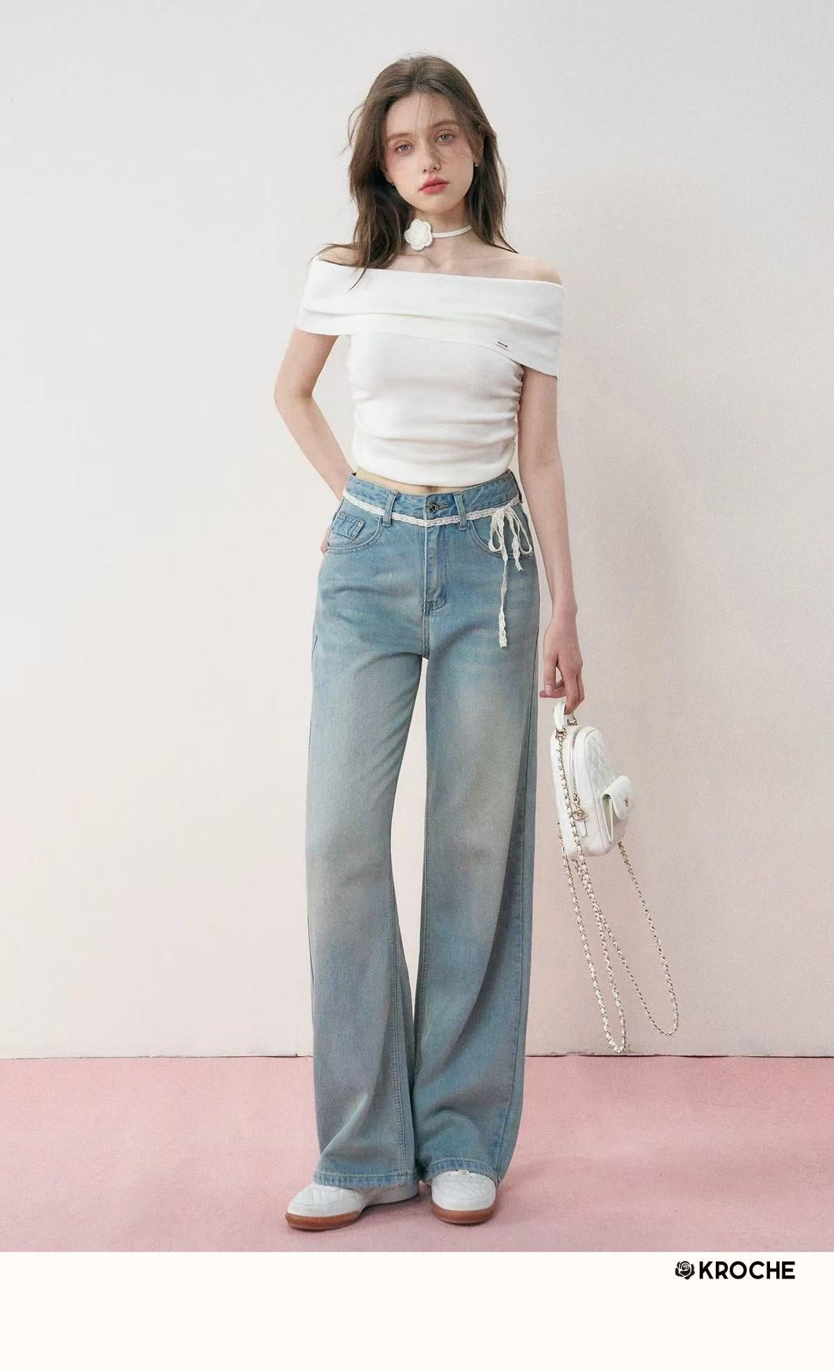 Kroche Lace tied high waisted jeans