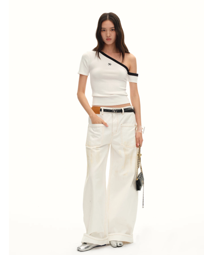 NAWS NAW-T012426 Ice Hem One-shoulder Fitted Top