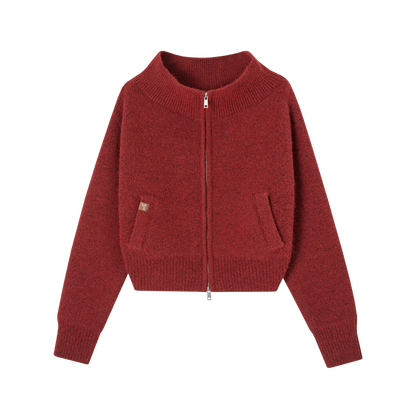 SOMESOWE S2509009 Off shoulder zipper cardigan