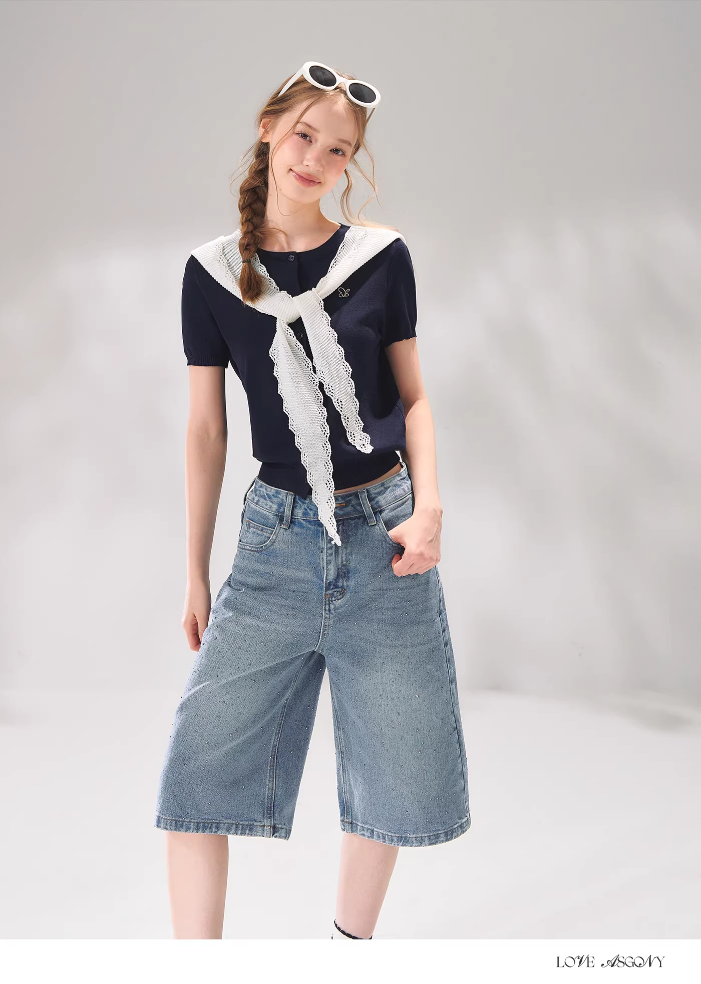 AsGony ASG26067 Shawl hat strap knit top