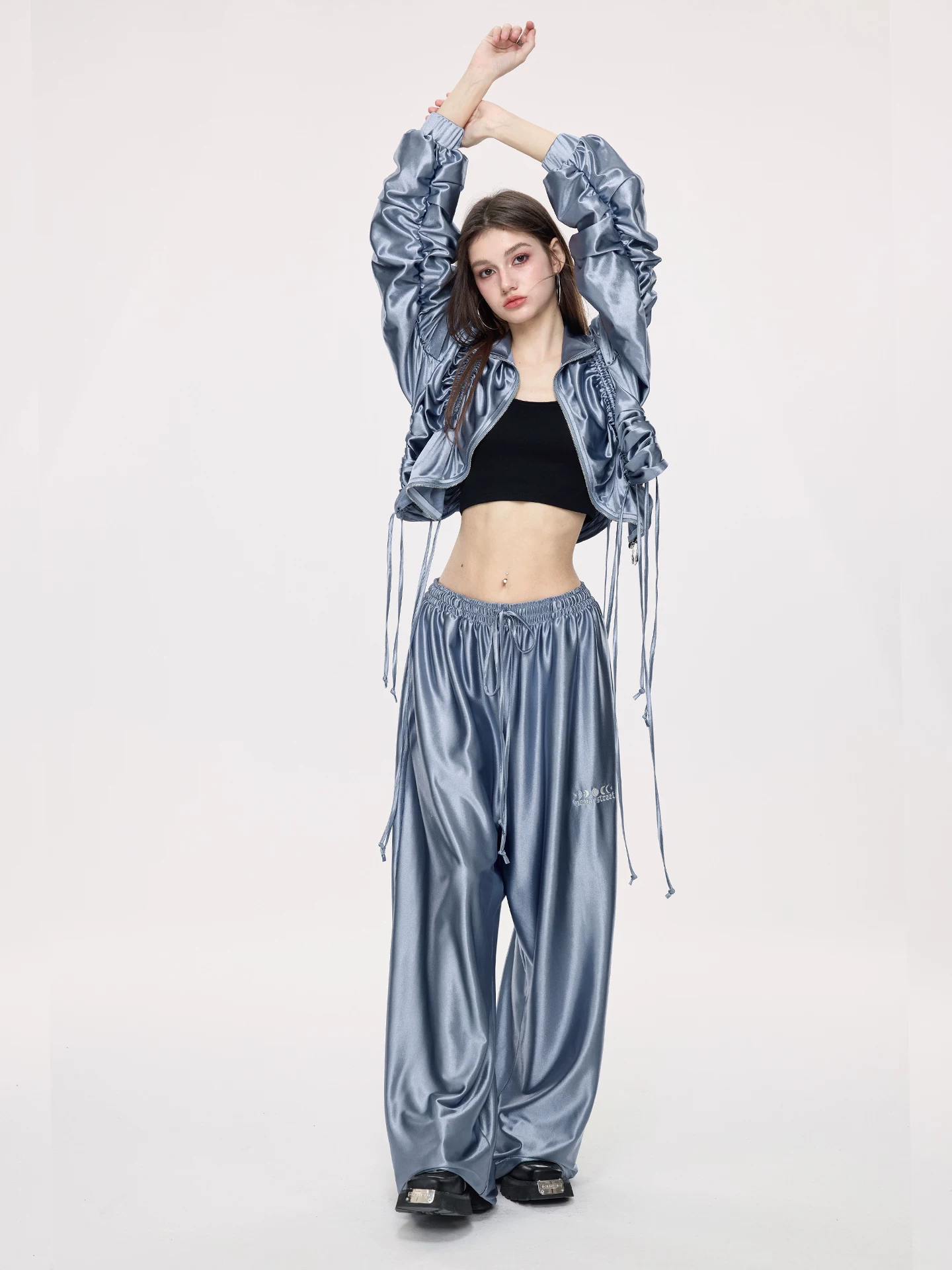 Nova Street Metallic Satin Drawstring Set(SEPERATE)