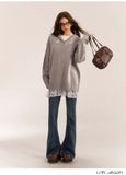 AsGony ASG24554/ASG24553 Grey Sweater & Lace Dress