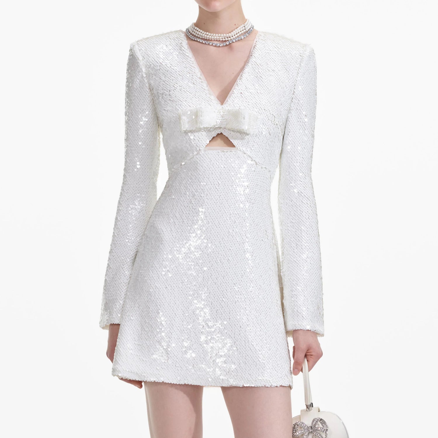 Self-Portrait WHITE SEQUIN MINI DRESS