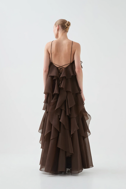 Aje Pandorea Layered Maxi Dress(Carob)