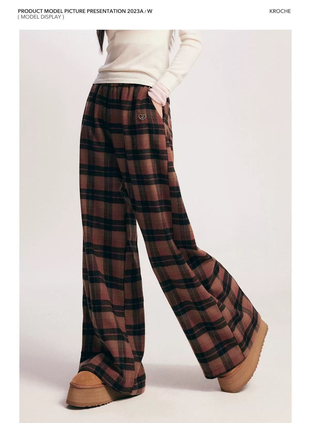 Kroche [Star Style] Plaid loose pants (2color)