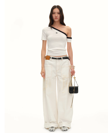 NAWS NAW-T012426 Ice Hem One-shoulder Fitted Top