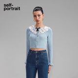 Self-Portrait BLUE LACE SWEATER