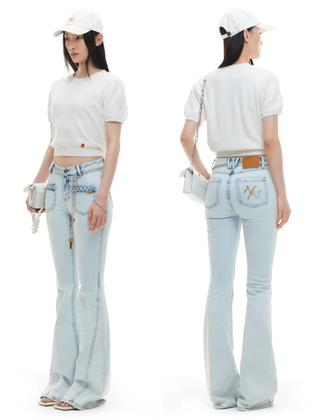 NAWS NAW-K041926 Denim Flare Stretch Pants