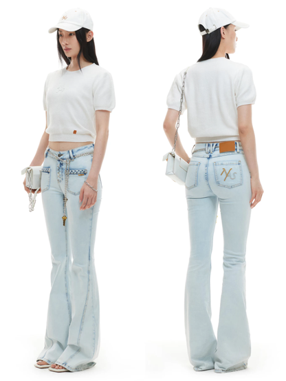 NAWS NAW-K041926 Denim Flare Stretch Pants