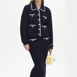 Self-Portrait  Navy Soft Knit Midi Skirt