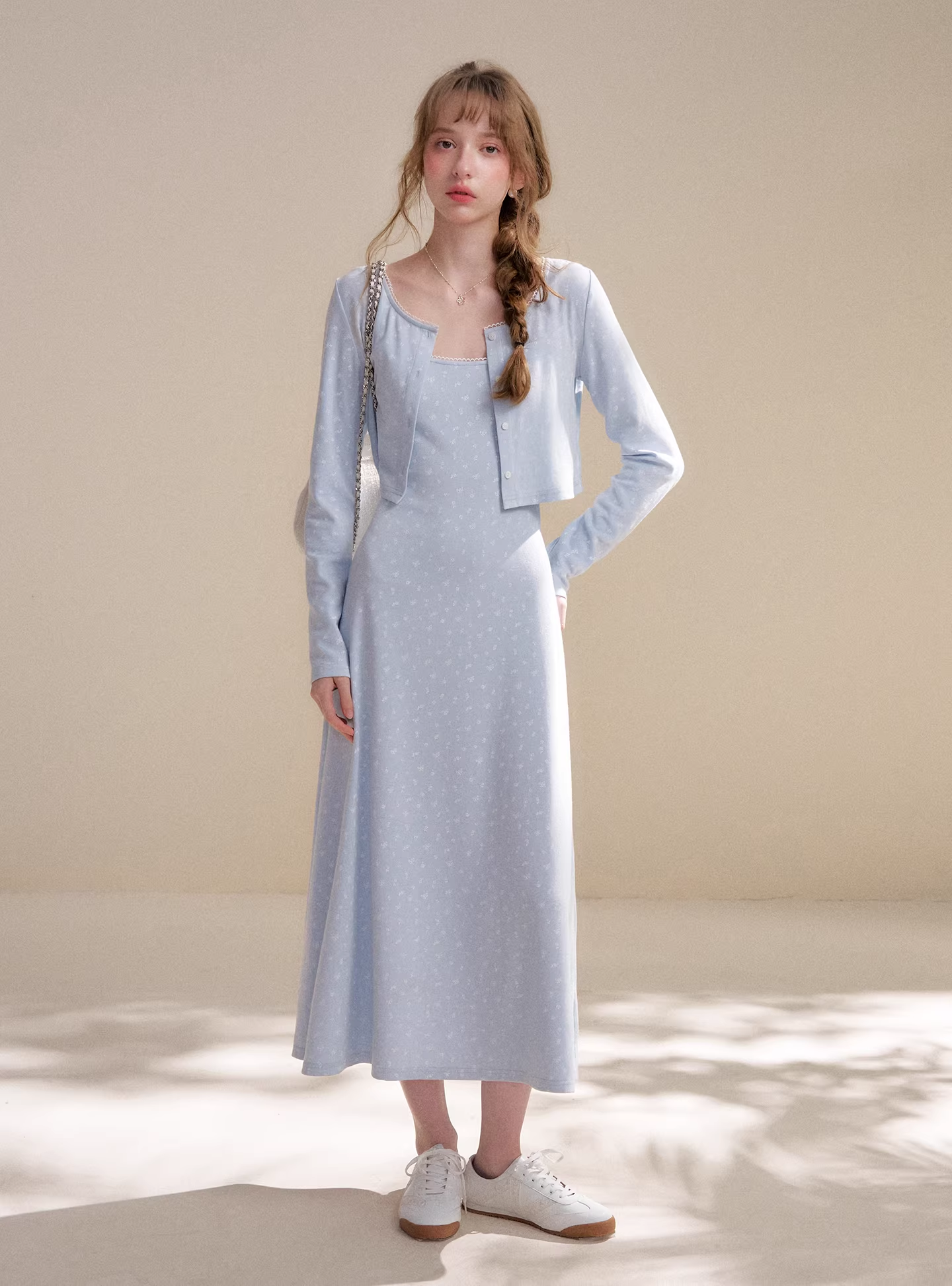 Kroche KZY2069&amp;KZY2070 Lace patchwork knit sweater + dress