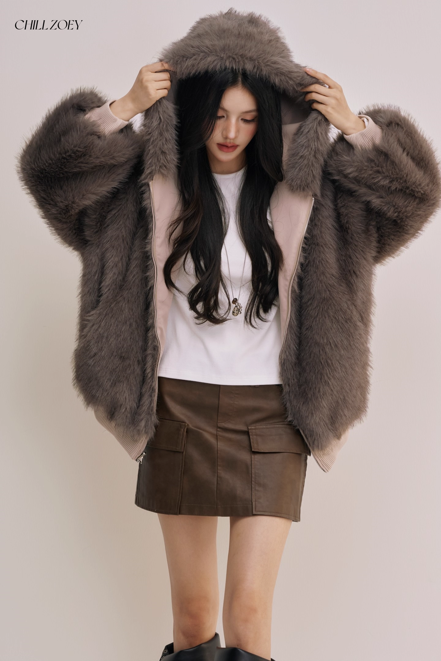 Chill Zoey M690325 Double Side Fur Coat