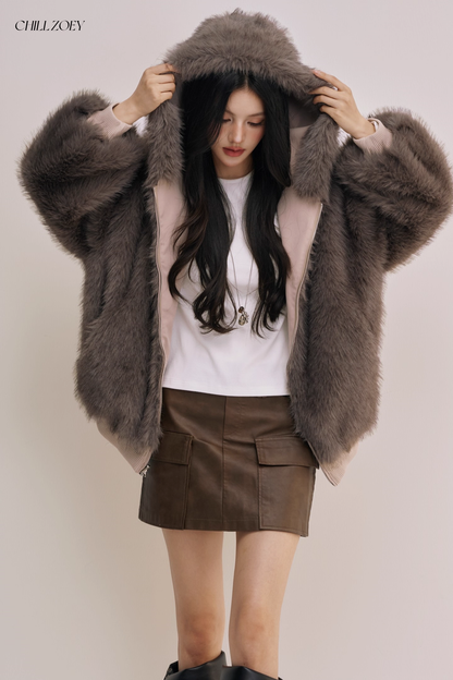 Chill Zoey M690325 Double Side Fur Coat