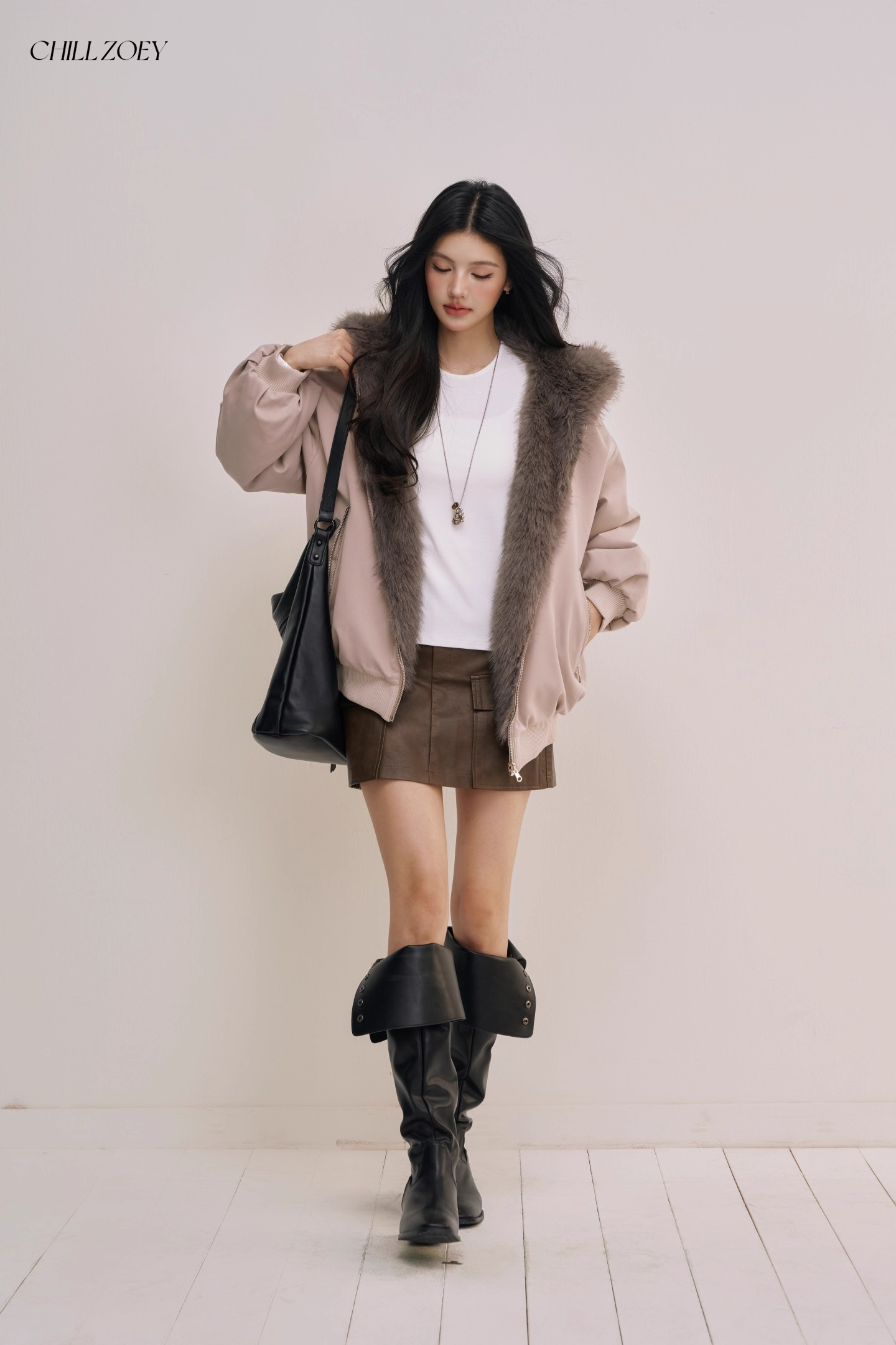 Chill Zoey M690325 Double Side Fur Coat