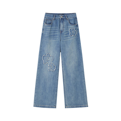 SOMESOWE S2508089 Hairy flower patch denim jeans