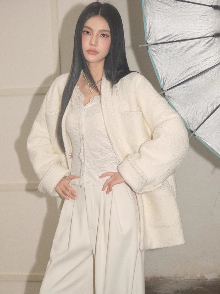 OLIVIA DUO DAWT24715 Cozy Cream Cardigan