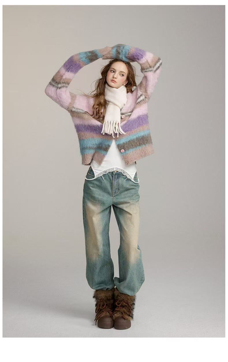 VIA PITTI V24DK284 Colorful striped sweater cardigan