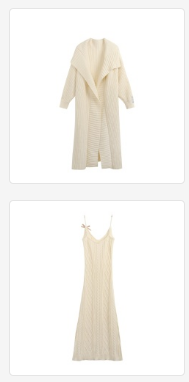 Wild Shadow Cream Knit Set(dress+cardigan)