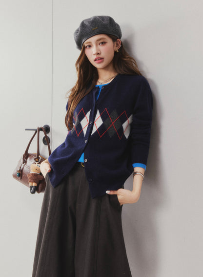 OTEBANBASS Ote260925  Argyle Color-Block Wool Knit Sweater