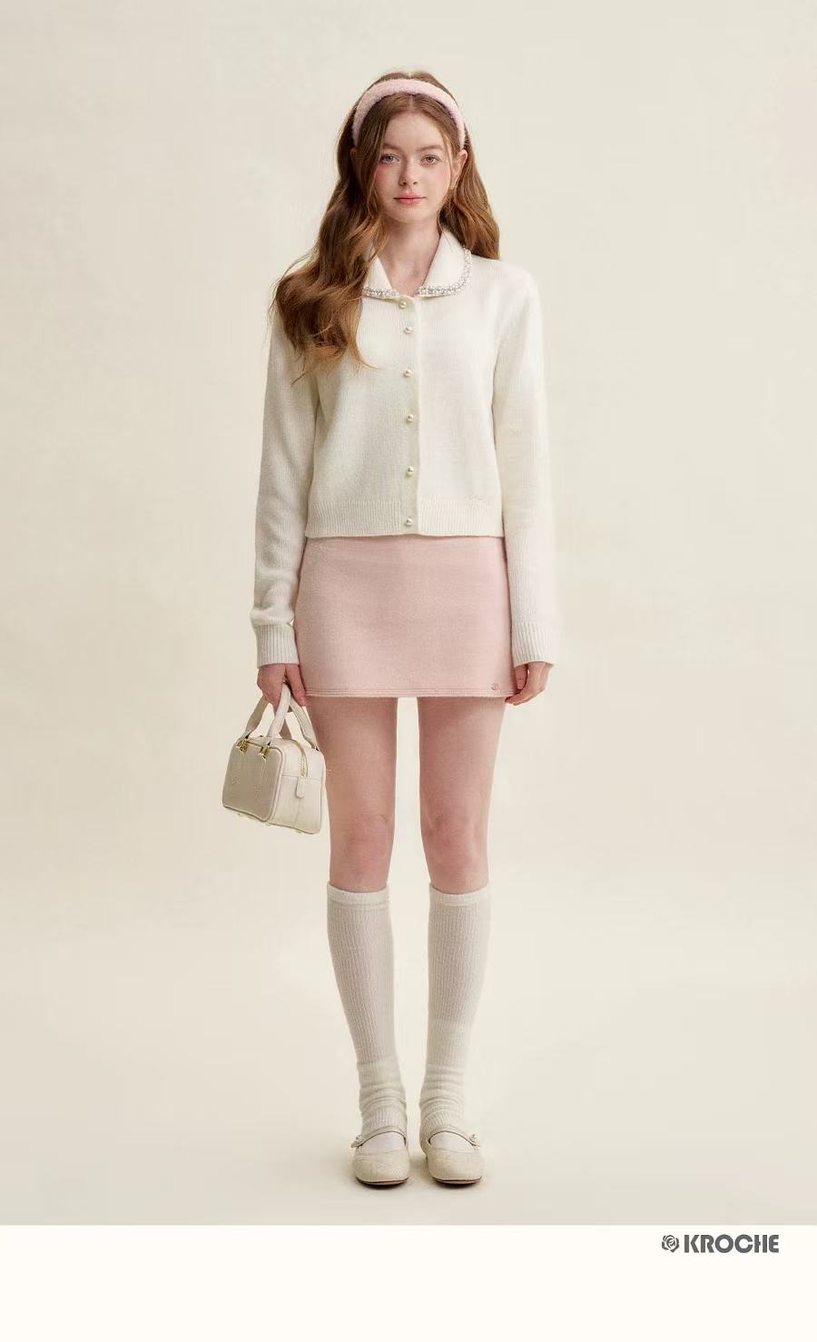 Kroche Wool blend peach pink skirt