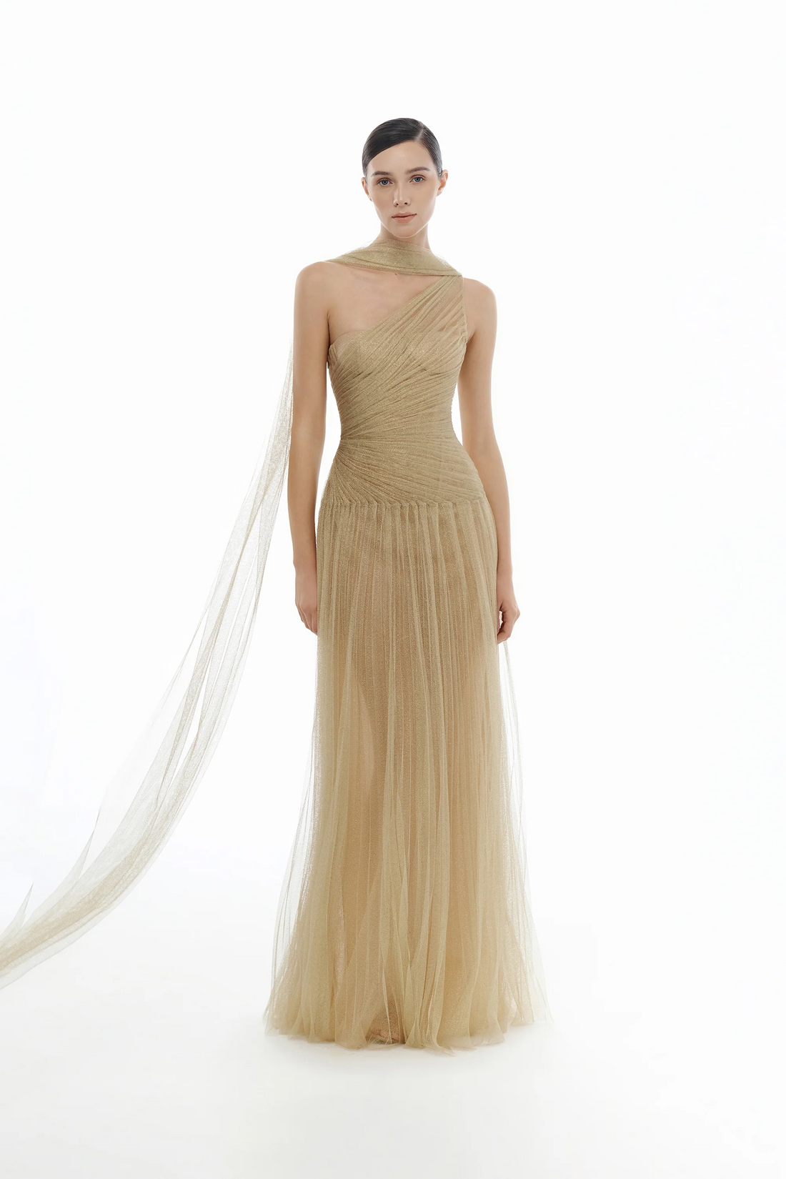 Montsand Draped Maxi Dress-Gold