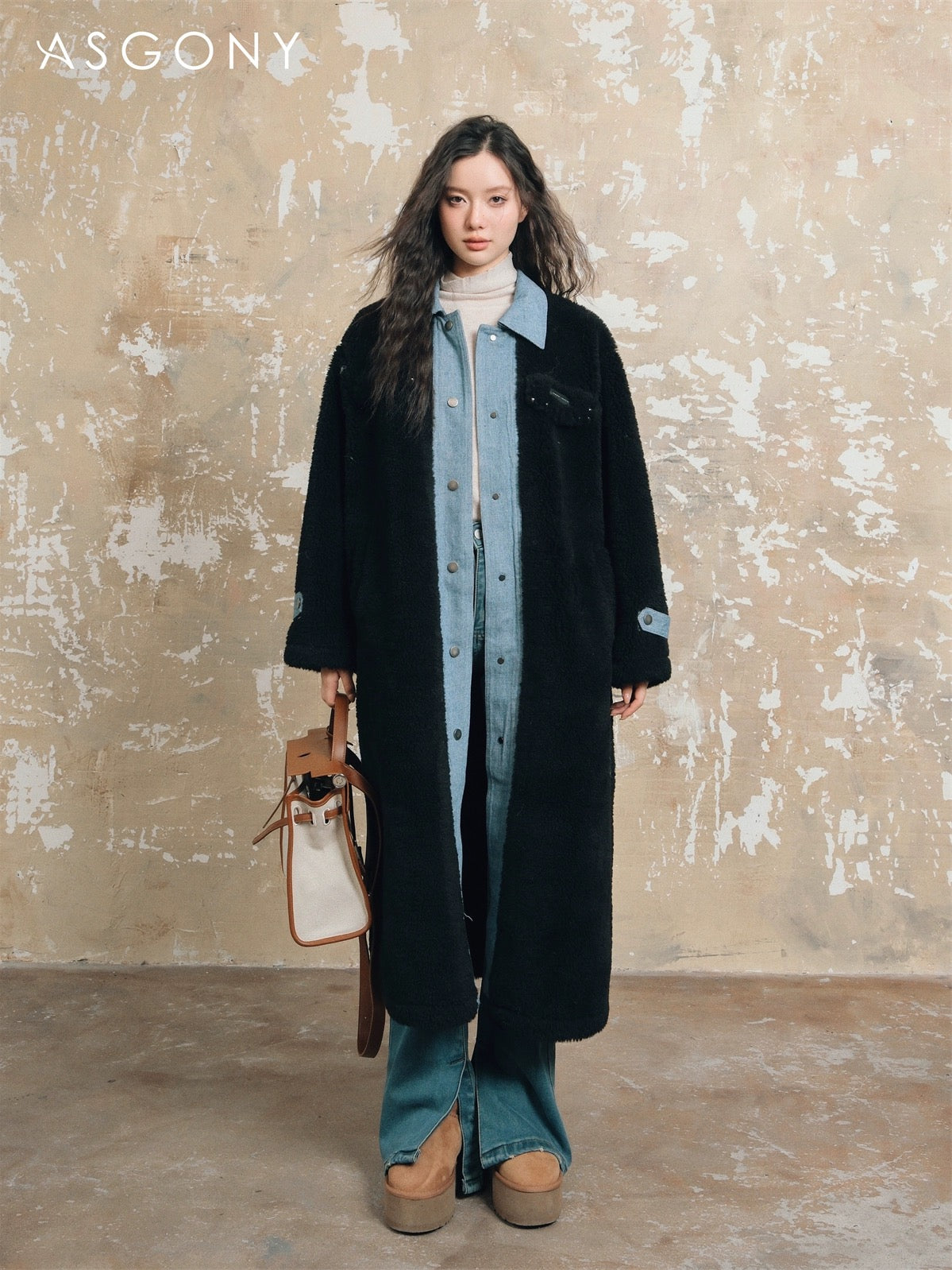 ASGONY [Best Seller] Denim and Fleece Coat(2length)31026 31123