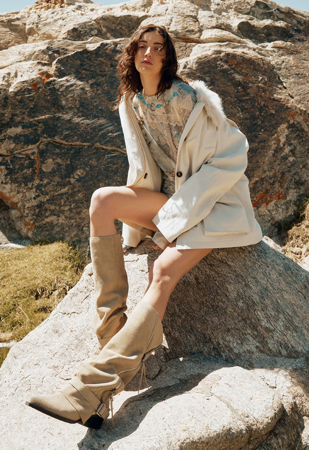 BREADTREE Fringe Zip High Boots(2color)