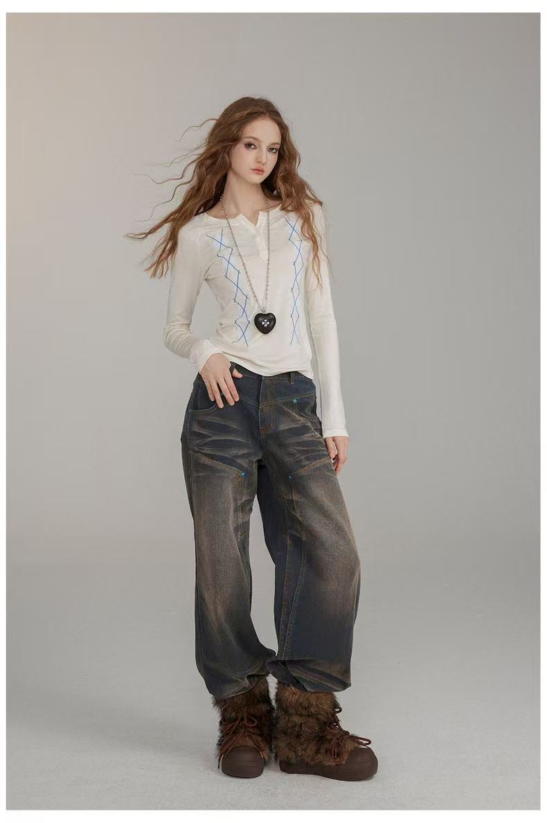 VIA PITTI V24DTP262 Diamond embroidered long-sleeved top