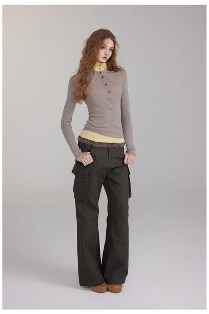 VIA PITTI V24DP204 Fluffy patchwork cargo pants