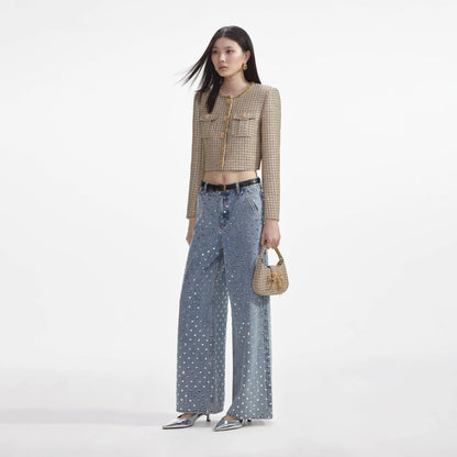 Self-Portrait GOLD BOUCLE CROPPED JACKET