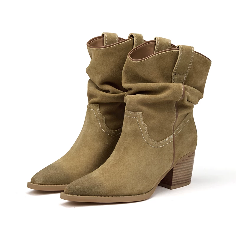 BREADTREE Stacked Western Riding Boots(2color)