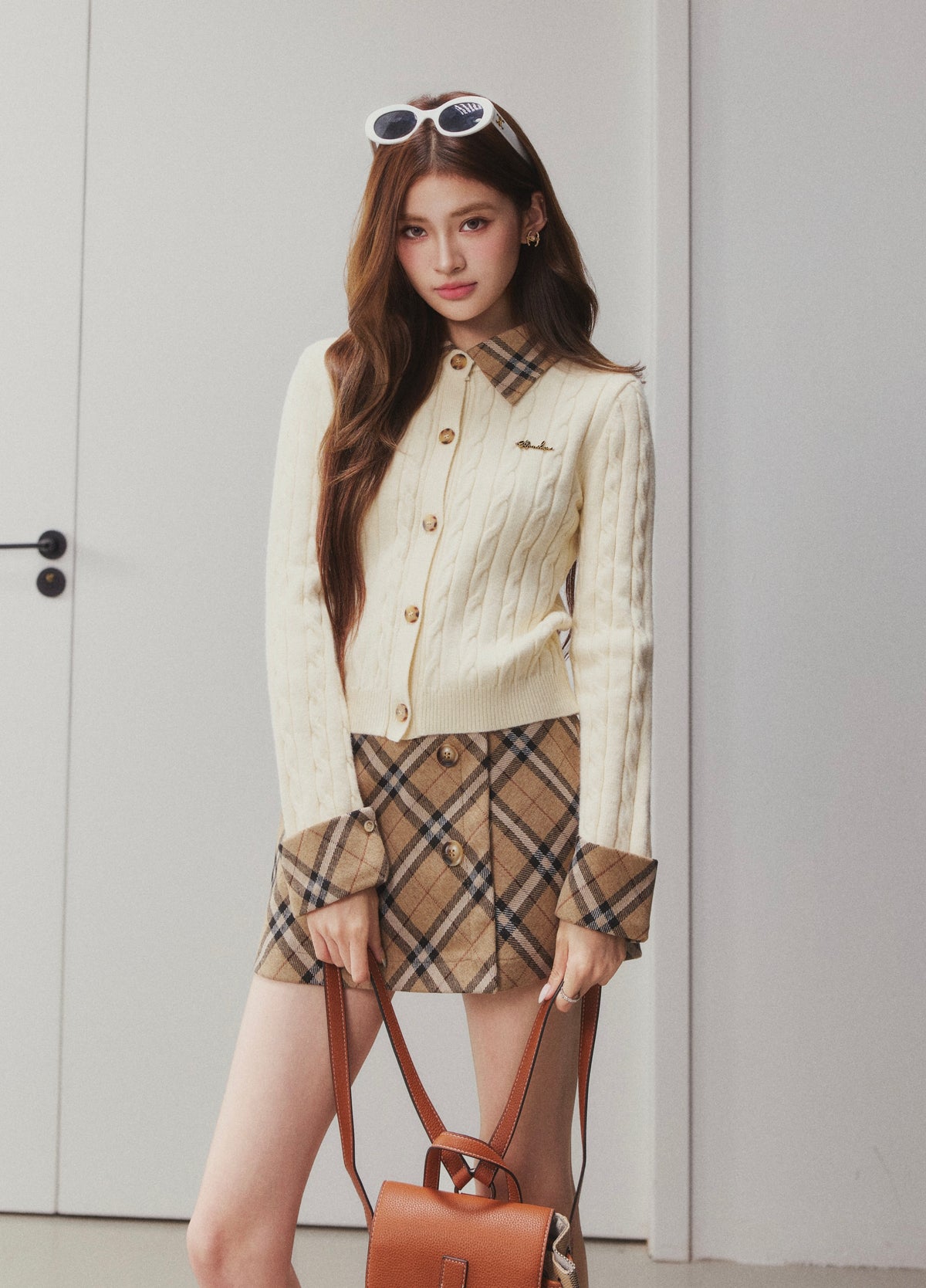 OTEBANBASS Ote260926 Double-Breasted Plaid Wool Skirt