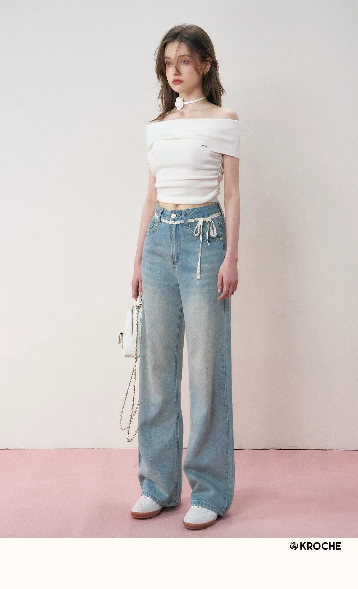 Kroche Lace tied high waisted jeans