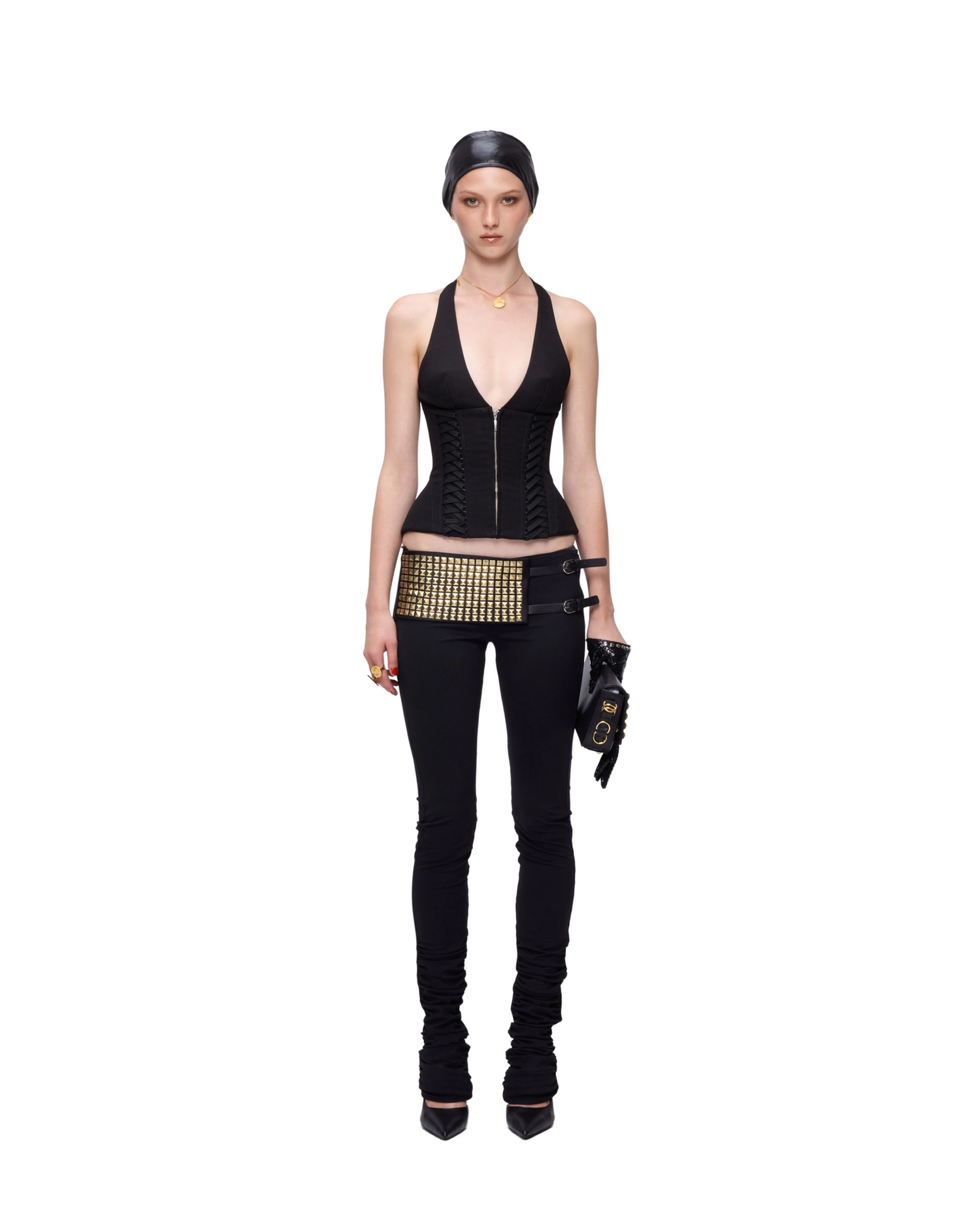 FANCì CLUB [Best Seller] Julia Halterneck Corset Top(3color)