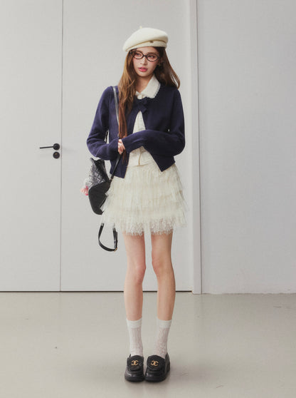 OTEBANBASS Ote260931 Fake Two-Piece Lace Panel Knit Top