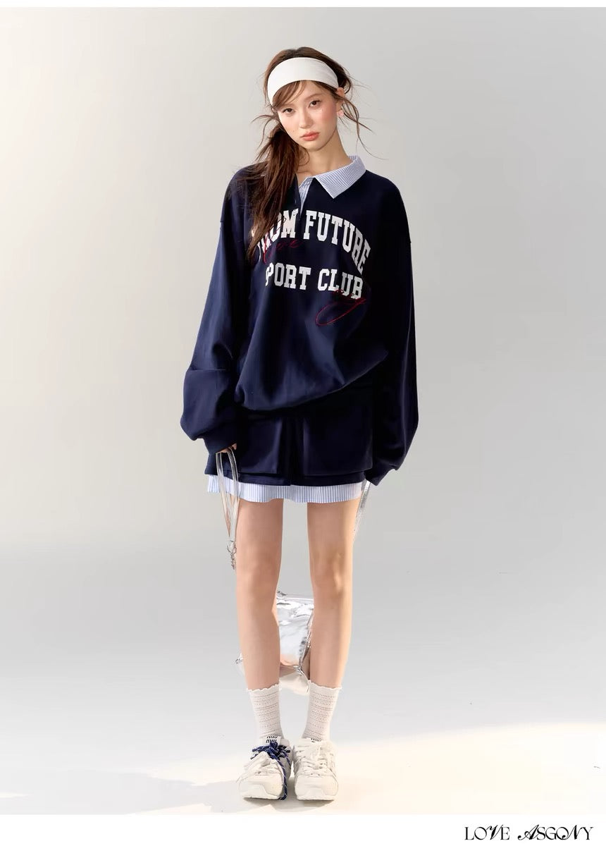 AsGony Sale [Best Seller] Mock Two-piece Hoodie