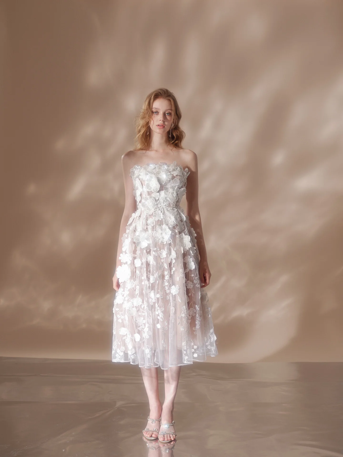 IN-STOCK wardrobes by chen white flower bodice dress